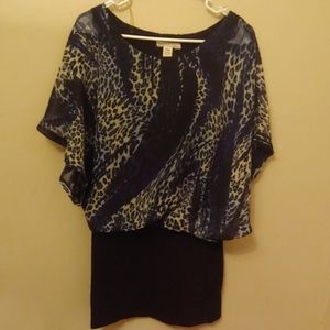 Black and Blue Mini Leopard Dress